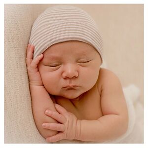 Ilybean NWOT tan & white striped newborn hospital hat